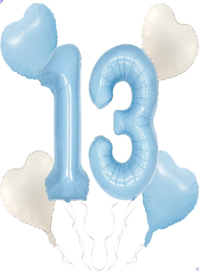 Florisland Blue 13 Balloon Number Pastel Blue Birthday Party Decor for Girls Boys, 40inch Big Sky Blue Balloon Foil Mylar 13 Birthday Balloon for 13th Birthday Party Anniversary Decorations Supplies Favors - Image 1